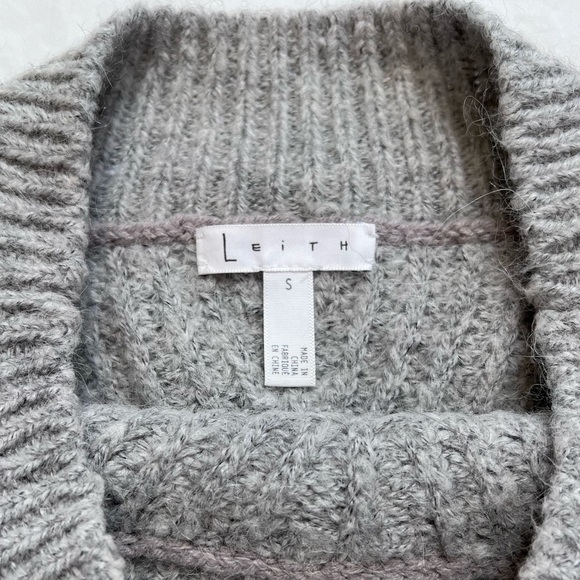Leith Heather Gray Cropped Sweater Alpaca Wool Blend Fluffy Small - Picture 7 of 8